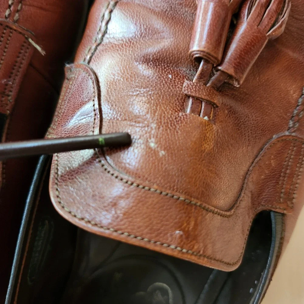 Vintage Florsheim Imperial Tassel Loafers Mens 10 USA Leather Cognac Brown